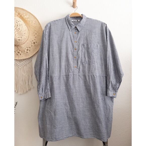 Benin Striped Cotton Tunic Mini Dress size 8-10 - Picture 1 of 9